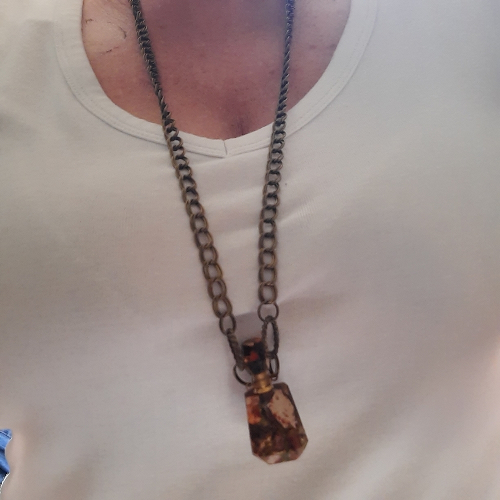 Bronze Orange Sea Sediment Vial Necklace - Picture 12 of 15